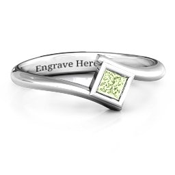 Princess Cut Bypass Ring in 925 Sterling Silver with Peridot