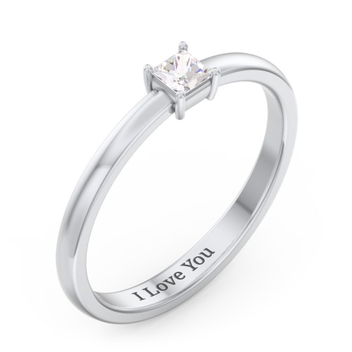 Elegant Princess Ring – Sterling Silver with Cubic Zirconia