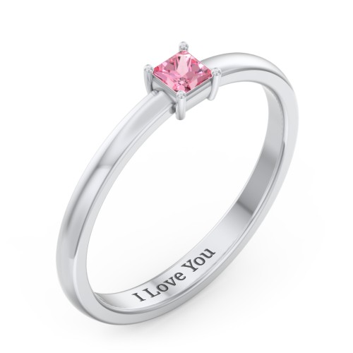 Elegant Princess Ring – Sterling Silver with Pink Tourmaline