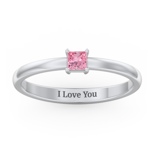 Elegant Princess Ring – Sterling Silver with Pink Tourmaline