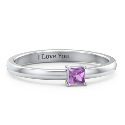 Elegant Princess Ring – Sterling Silver with Amethyst