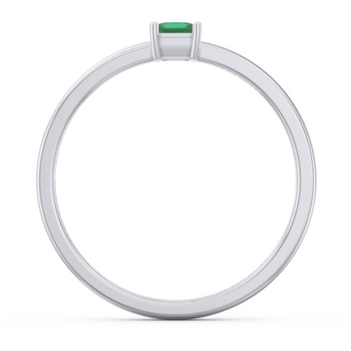Elegant Princess Ring – Sterling Silver with Emerald