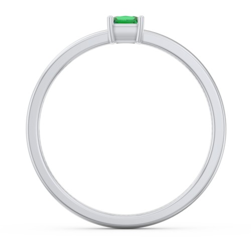 Elegant Princess Ring – Sterling Silver with Emerald
