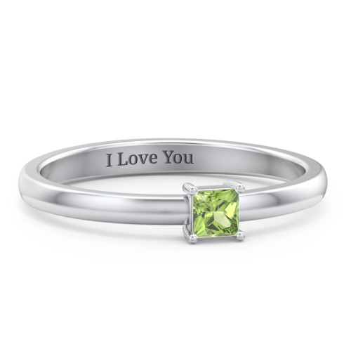Elegant Princess Ring – Sterling Silver with Peridot