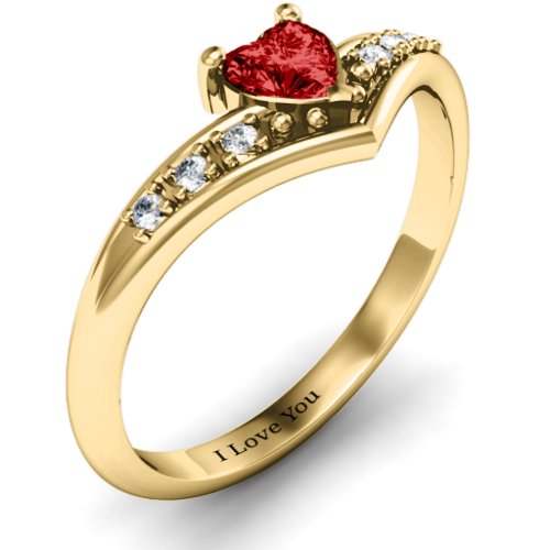 V-Accented Heart Ring