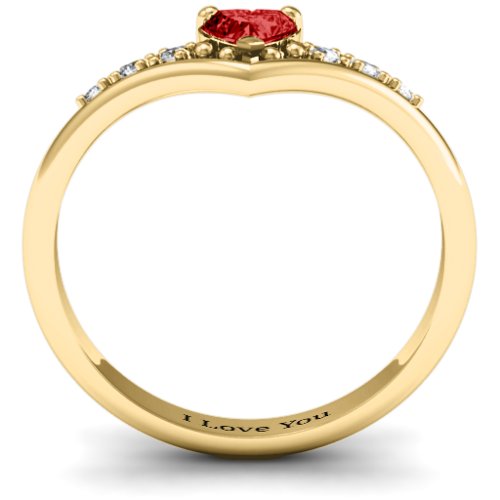 V-Accented Heart Ring