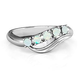 Five Stone Wave Ring