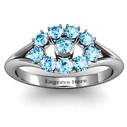 3 to 10 Stone "Solar" Ring in 925 Sterling Silver with Blue Topaz