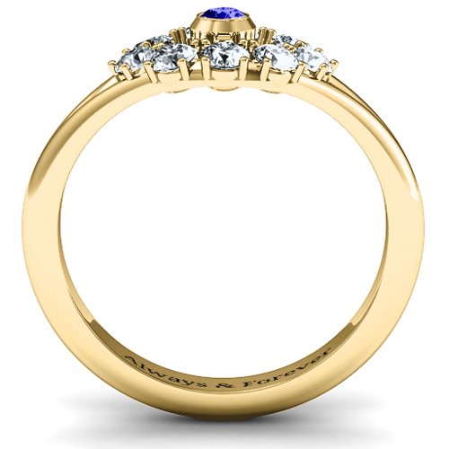 3 to 10 Stone "Solar" Ring – 10K Yellow Gold with Blue Sapphire and Cubic Zirconia