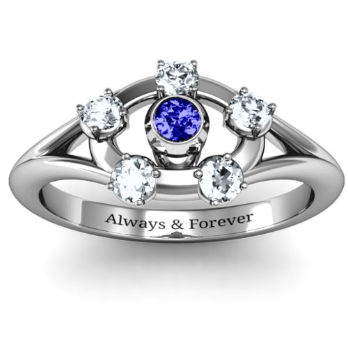 3 to 10 Stone "Solar" Ring – Sterling Silver with Blue Sapphire and Cubic Zirconia