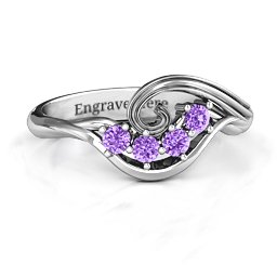 3 - 8 Stone Swirl Ring in 925 Sterling Silver with Amethyst and Cubic Zirconia