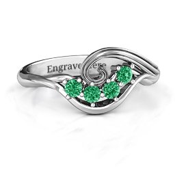 3 - 8 Stone Swirl Ring in 925 Sterling Silver with Emerald, Cubic Zirconia, and Amethyst