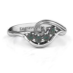 3 - 8 Stone Swirl Ring in 925 Sterling Silver with Alexandrite, Cubic Zirconia, and Amethyst