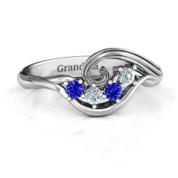 3 - 8 Stone Swirl Ring in 925 Sterling Silver with Blue Sapphire, Cubic Zirconia, and Amethyst