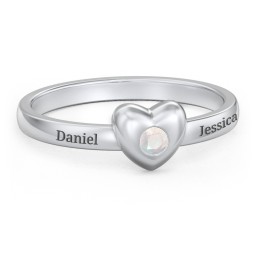 Solid Heart with Gemstone Ring