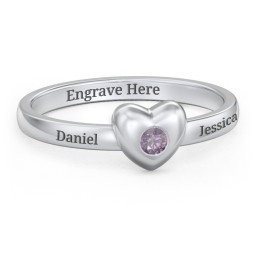 Solid Heart with Gemstone Ring