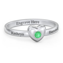 Solid Heart with Gemstone Ring