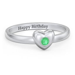 Solid Heart with Gemstone Ring