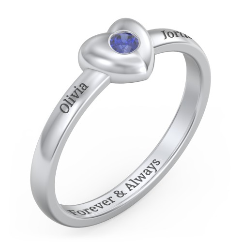 Solid Heart with Gemstone Ring