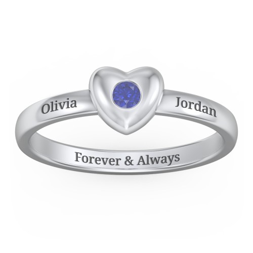 Solid Heart with Gemstone Ring