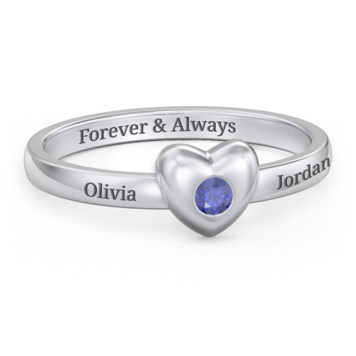 Solid Heart with Gemstone Ring