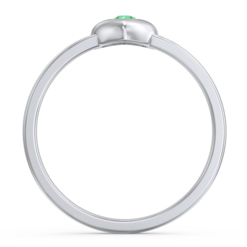 Solid Heart with Gemstone Ring – 10K White Gold with Emerald