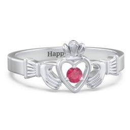 Round Stone Claddagh Ring