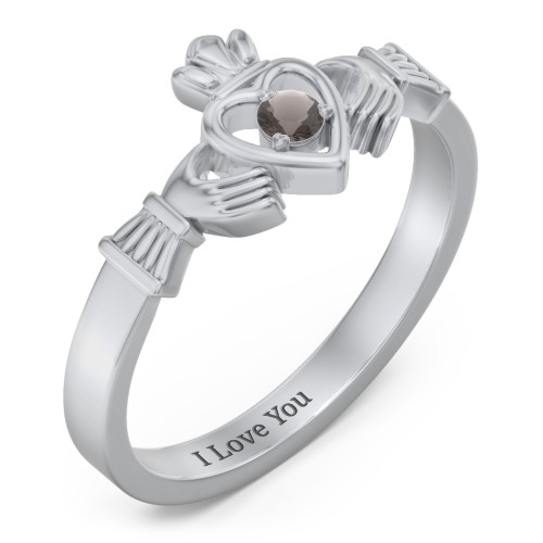 Round Stone Claddagh Ring
