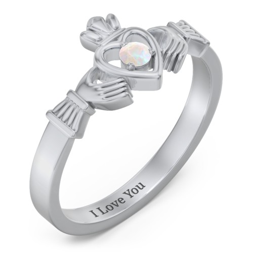 Round Stone Claddagh Ring