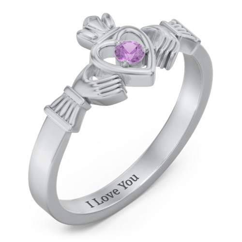Round Stone Claddagh Ring