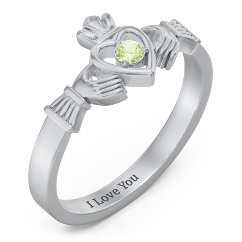 Round Stone Claddagh Ring