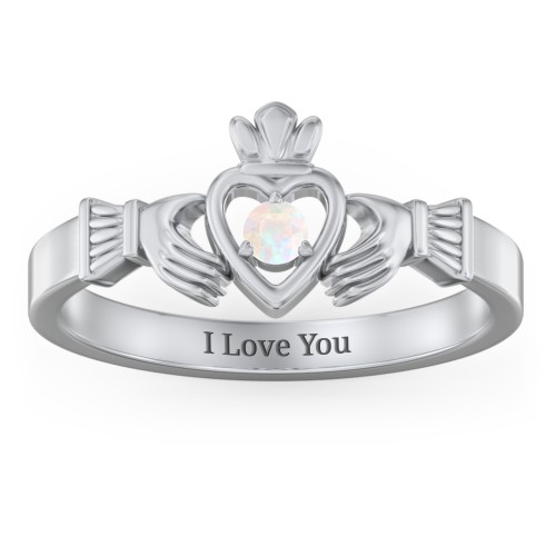 Round Stone Claddagh Ring