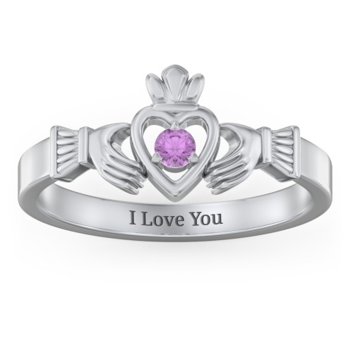 Round Stone Claddagh Ring