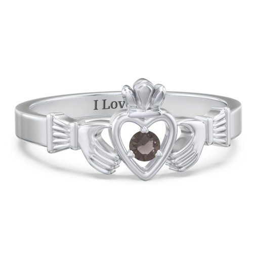 Round Stone Claddagh Ring