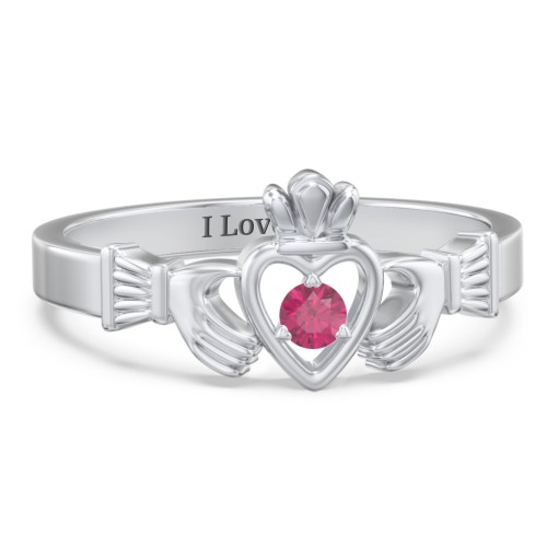 Round Stone Claddagh Ring