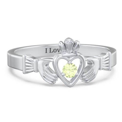 Round Stone Claddagh Ring