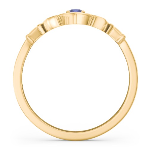 Round Stone Claddagh Ring – 18K Gold Plated Silver with Blue Sapphire