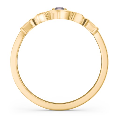 Round Stone Claddagh Ring – 18K Gold Plated Silver with Alexandrite