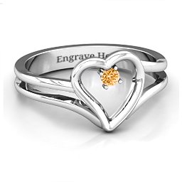 Split Shank Heart Ring in 925 Sterling Silver with Citrine