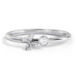 Stacking Butterfly Ring with Bezeled Gemstone