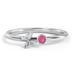 Stacking Butterfly Ring with Bezeled Gemstone