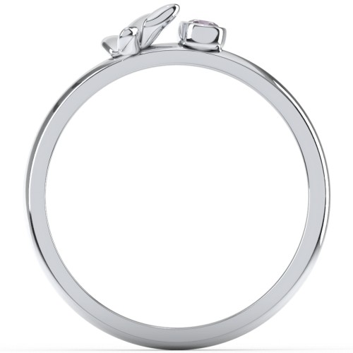 Stacking Butterfly Ring with Bezeled Gemstone – Sterling Silver with Alexandrite