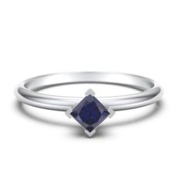 Stacking Ring with Compass Set Princess Gemstone in 925 Sterling Silver with Blue Sapphire