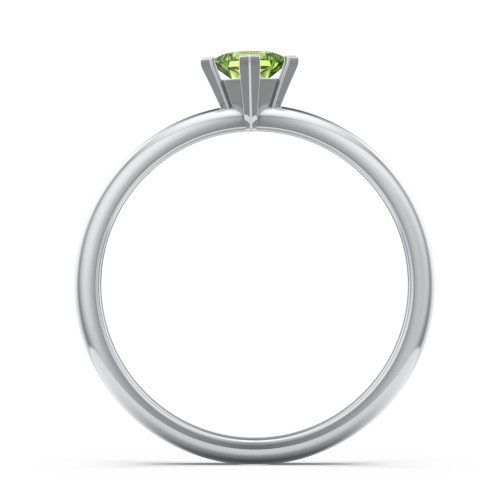 Stacking Ring with Compass Set Princess Gemstone – Sterling Silver with Peridot