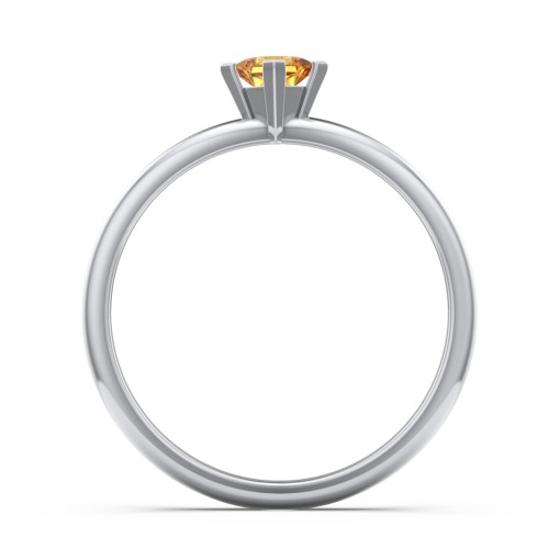 Stacking Ring with Compass Set Princess Gemstone – Sterling Silver with Citrine