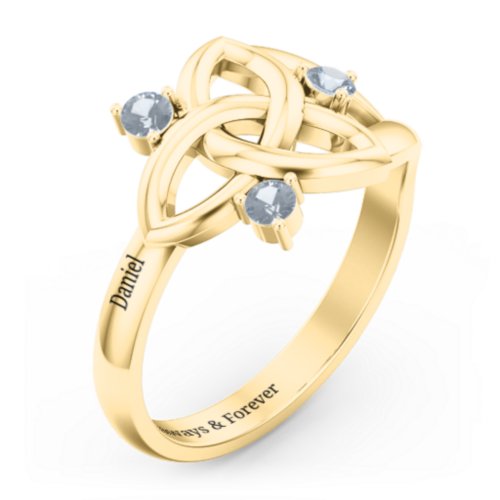 Siobhán Celtic Knot Ring – 10K Yellow Gold with Aquamarine