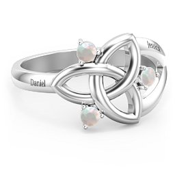 Siobhán Celtic Knot Ring in 925 Sterling Silver with Opal