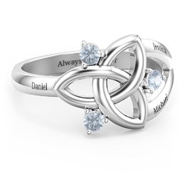 Siobhán Celtic Knot Ring in 925 Sterling Silver with Aquamarine