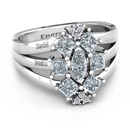 Arachna Centre Marquise and Princess Ring with Accents