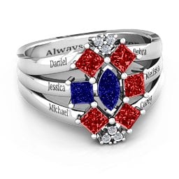 Arachna Centre Marquise and Princess Ring with Accents